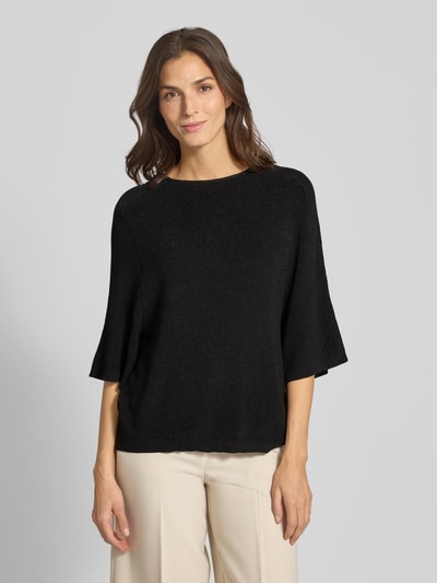 ICHI Sweter z dzianiny z rękawem o dł. 3/4 model ‘CODY’ Czarny 4