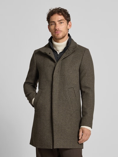 Matinique Regular fit lange jas met wol, model 'Harvey'' Middenbruin - 4