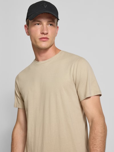 Superdry T-shirt z prążkowanym okrągłym dekoltem Beżowy 3