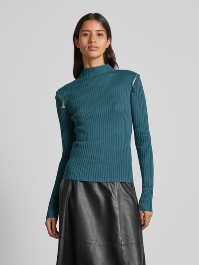 Patrizia Pepe Strickpullover mit Stehkragen Modell 'MAGLIA' Petrol 4