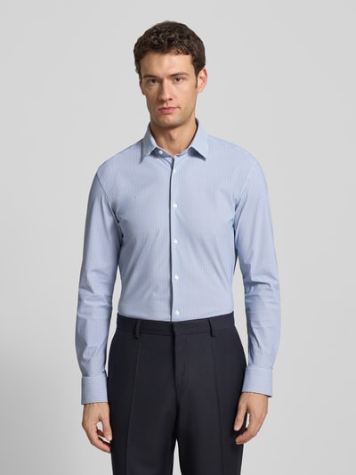 BOSS Slim Fit Businesshemd mit Allover-Muster Modell 'HANK' Jeansblau 4