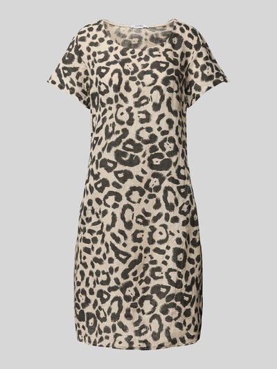 ZABAIONE Minikleid aus Leinen-Mix mit Rundhalsausschnitt Beige 2
