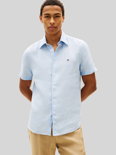 Tommy Hilfiger Koszula z krótkim rękawem o kroju regular fit z czystego lnu Jasnoniebieski 4