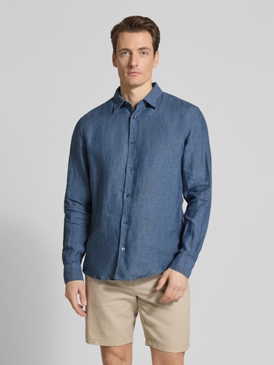 OLYMP Level 5 casual fit vrijetijdshemd van linnen Donkerblauw - 4