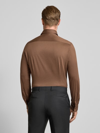 Seidensticker Slim Fit Businesshemd aus Baumwoll-Modal-Mix Modell 'Light Spread Kent' Mittelbraun 5