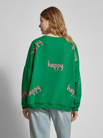 miss goodlife Sweatshirt met motiefprint, model 'Happy Heart Face' Groen - 5