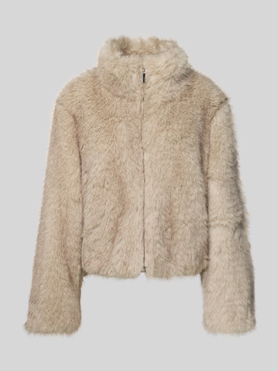 Marc Cain Jacke mit Kunstfellbesatz Taupe 2