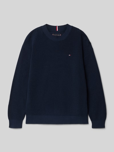 Tommy Hilfiger Teens Regular Fit Strickpullover aus reiner Baumwolle Marine 1