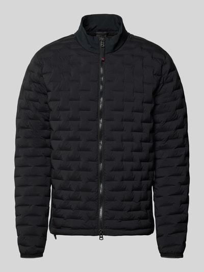 Produktfoto, schwarze Jacke mit Struktur und Zweiwege-Reißverschluss, Modell 'GRAY3' von FIRE + ICE, Material-Mix mit Stretch-Anteil