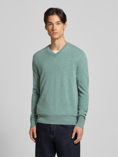 Christian Berg Men Strickpullover aus Wolle-Kaschmir-Mix mit V-Ausschnitt Schilf Melange 4