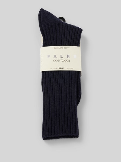 Falke Socken mit Label-Stiching Modell 'COSY' Dunkelblau 3