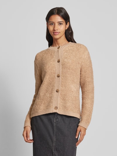 s.Oliver RED LABEL Regular Fit Strickjacke mit Alpaka aus Teddy-Bouclé Beige Melange 4