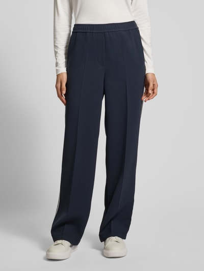 Marc Cain Straight leg pantalon met persplooien Marineblauw - 4