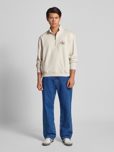 Calvin Klein Jeans Sweatshirt met opstaande kraag Offwhite - 1