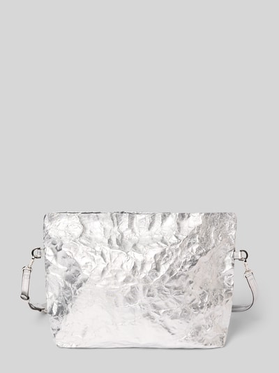 Produktfoto, Clutch mit abnehmbarem, verstellbarem Schulterriemen Modell 'ALUNCHBOX1' von MAX&Co., Schimmernd-Optik, Struktur, Magnetverschluss, Hauptfach, formbar, Materialverarbeitung: Satin.