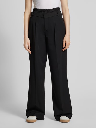 Liu Jo White Wide leg stoffen broek met bandplooien Zwart - 4