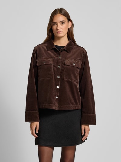 FREE/QUENT Hemdjacke mit Knopfleiste Modell 'Cordy' Dunkelbraun 4