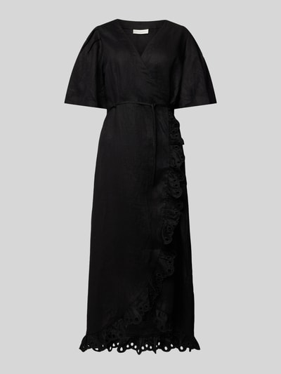 Copenhagen Muse Sukienka lniana z obszyciem koronką model ‘NATULI’ Czarny 2