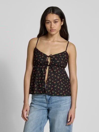 Review Top met vetersluiting Zwart - 4