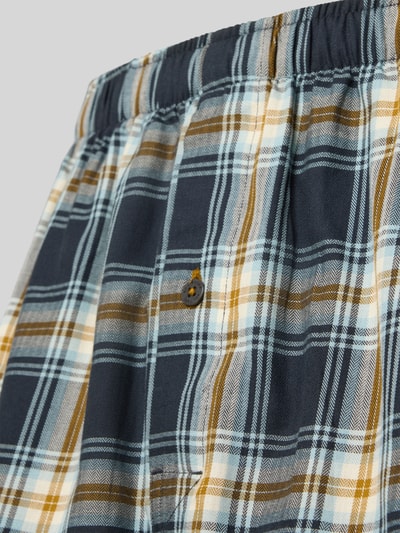 Produktfoto, Regular Fit Boxershorts aus reiner Baumwolle im 2er-Pack von SCHIESSER, kariertes Muster in Blau, Weiß und Braun, elastischer Bund, feine glatte Struktur, Herren Boxershorts.