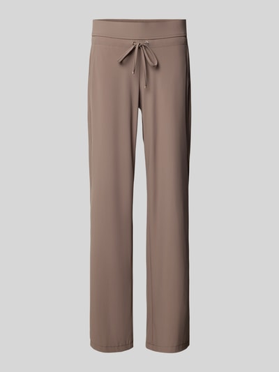 Produktfoto, Straight Leg Jogpants aus Hightech Jersey Modell 'CANDICE' von Raffaello Rossi, dames jogpants met elastische band en vetersluiting, bandwijdte maat 36: 40 cm, binnenbeenlengte 84 cm, effen lichtbruin, rechte pijpen, gladde textuur