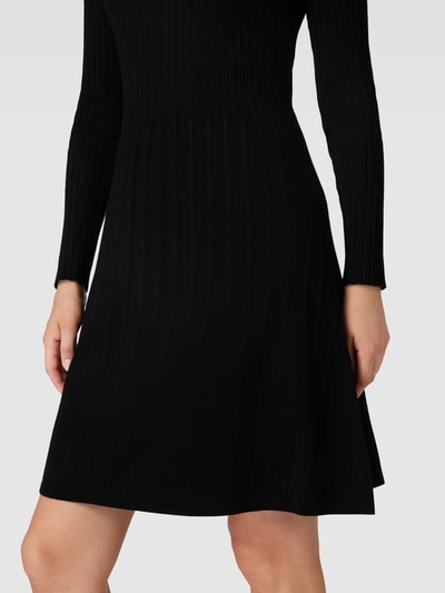 Esprit Knielanges Kleid mit Feinripp Black 3