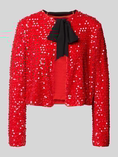 Marc Cain Regular fit blazer met pailletten en strik Rood - 2