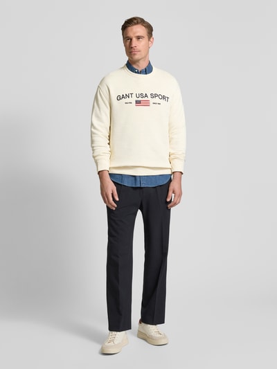 Gant Sweatshirt mit Label-Stitching Offwhite 1