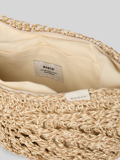 Produktfoto, Umhängetasche mit Label-Detail Modell 'Theros' von Barts aus geflochtenem Material in Beige, Reißverschluss, Szerokość w rozmiarze 1: 30 cm, długość 19 cm, głębokość 2 cm, długość paska 108 cm