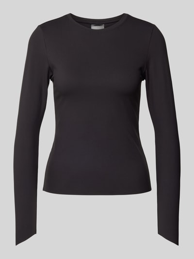 AIMN Longsleeve mit geripptem Rundhalsausschnitt Modell 'Sense' Black 2