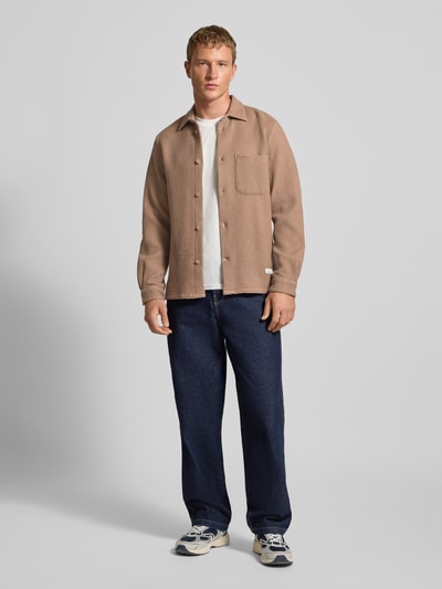 Marc O'Polo DENIM Regular Fit Freizeithemd aus reiner Baumwolle Taupe 1