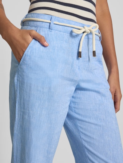Christian Berg Woman Stoffhose aus Leinen-Mix mit Bindegürtel Blau Melange 3