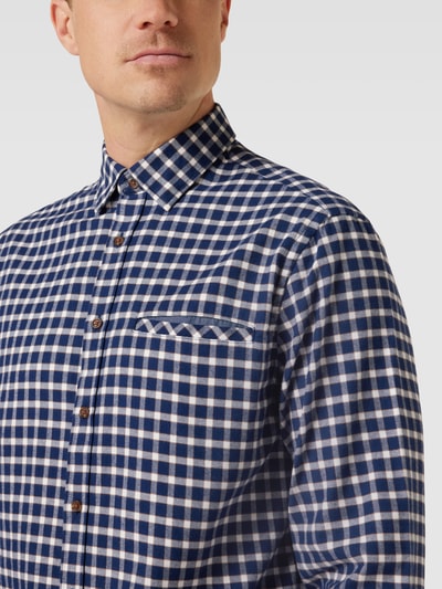 Christian Berg Men Freizeithemd mit Allover-Muster Marineblau 3