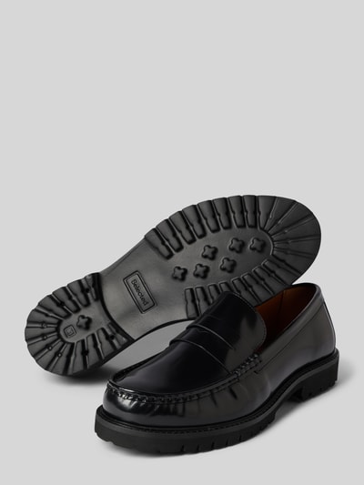 Produktfoto, Loafer aus echtem Leder Modell 'HUGO' von SELECTED HOMME in Schwarz, unifarben, glatte Textur, profilierte Sohle, Blockabsatz.