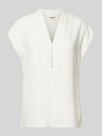 Calvin Klein Womenswear Regular Fit Blusenshirt mit V-Ausschnitt Modell 'GEORGETTE' Weiss 2