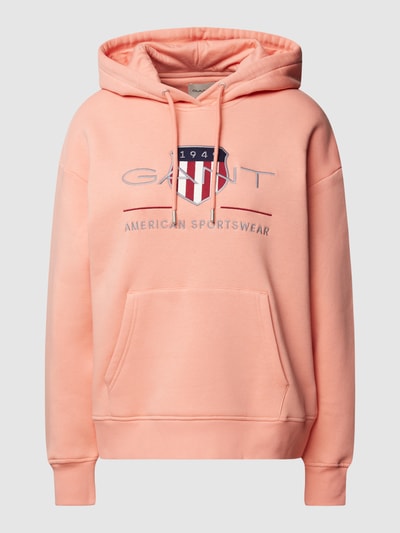 Gant Hoodie met labelstitching Zalm - 2