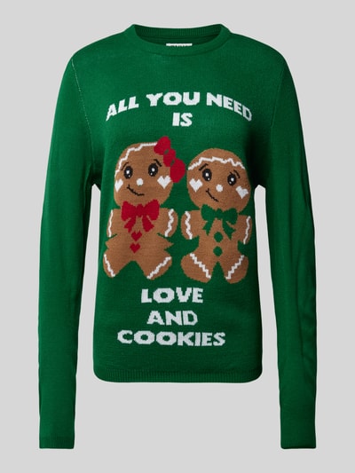 Only Regular Fit Weihnachtspullover mit Lebkuchen-Motiv Modell 'XMAS GINGERBREAD' Dunkelgruen 2