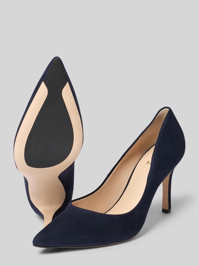 Produktfoto, pumps aus echt leer Model 'Penny' von Högl in donkerblauw met naaldhak, spitse pasvorm, Hakhoogte maat 40: 9 cm, Schachthoogte 7 cm, Schachtbreedte 20 cm