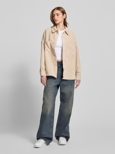 Only Oversized Hemdjacke aus Cord Modell 'JANINE-RAI' Sand 1