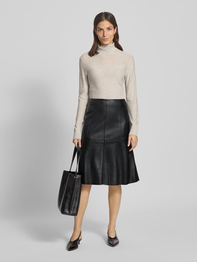 s.Oliver BLACK LABEL Knielange rok in kunstleerlook Zwart - 1