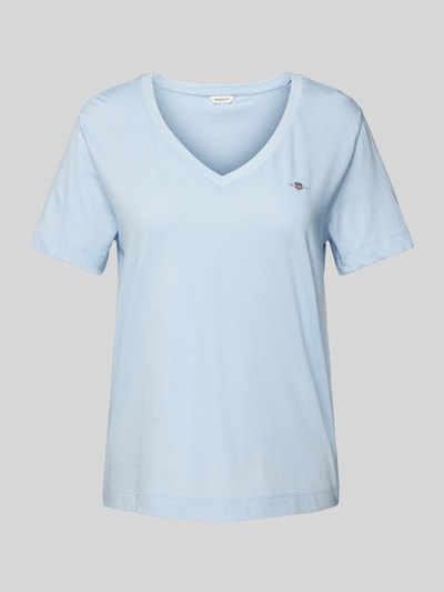 Gant T-shirt met labelstitching Lichtblauw - 2