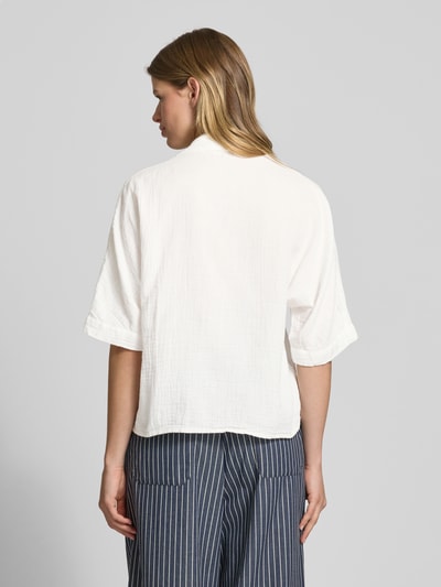 Only Boxy fit blouse met korte mouwen van zuiver katoen, model 'THYRA' Offwhite - 5