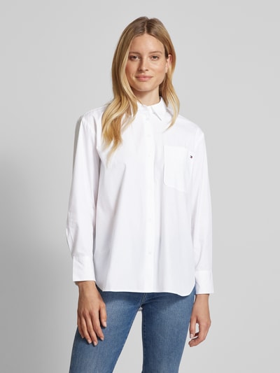 Tommy Hilfiger Easy fit overhemdblouse met logistitching, model 'ESS POPLIN' Wit - 4