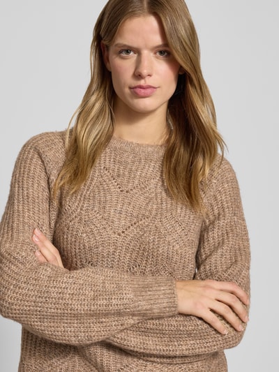 Only Relaxed Fit Strickpullover mit Woll-Anteil Modell 'GILA' Camel Melange 3