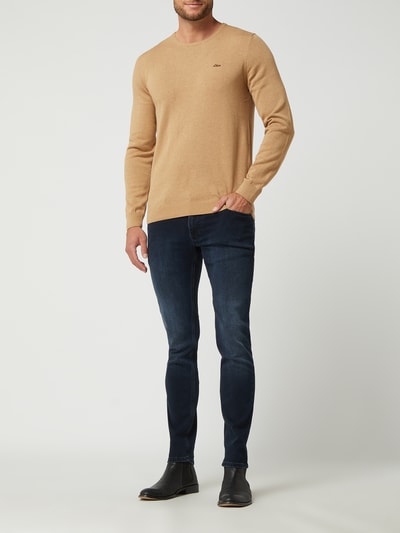 s.Oliver RED LABEL Sweter z wyhaftowanym logo  Camel 1