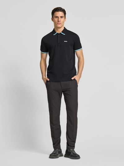 BOSS Green Regular Fit Poloshirt mit Label-Print Modell 'Paddy Lux Heritage' Black 1