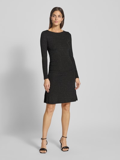 VERO MODA Knielange jurk met effectgaren, model 'KANVA' Zwart - 4