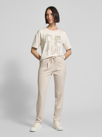 monari T-shirt met labeldetail Beige - 1