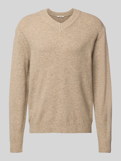 Only & Sons Relaxed Fit Strickpullover mit V-Ausschnitt Modell 'MOVE' Beige 2