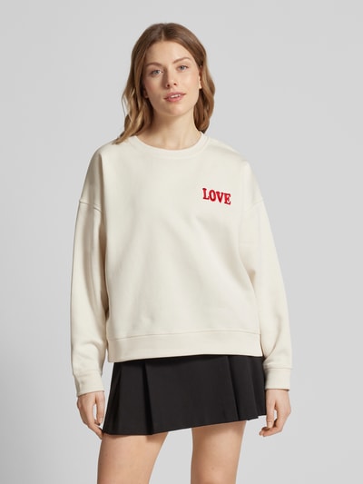 ICHI Sweatshirt met motiefstitching, model 'MERELLA' Offwhite - 4